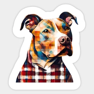 Pitbull Terrier in Plaid Sticker